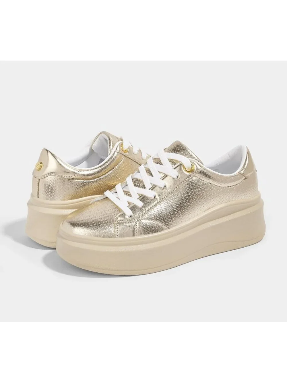 🆕Women's Gold Platform Fashion Sneakers Classic Low Top Thick Sole Casual